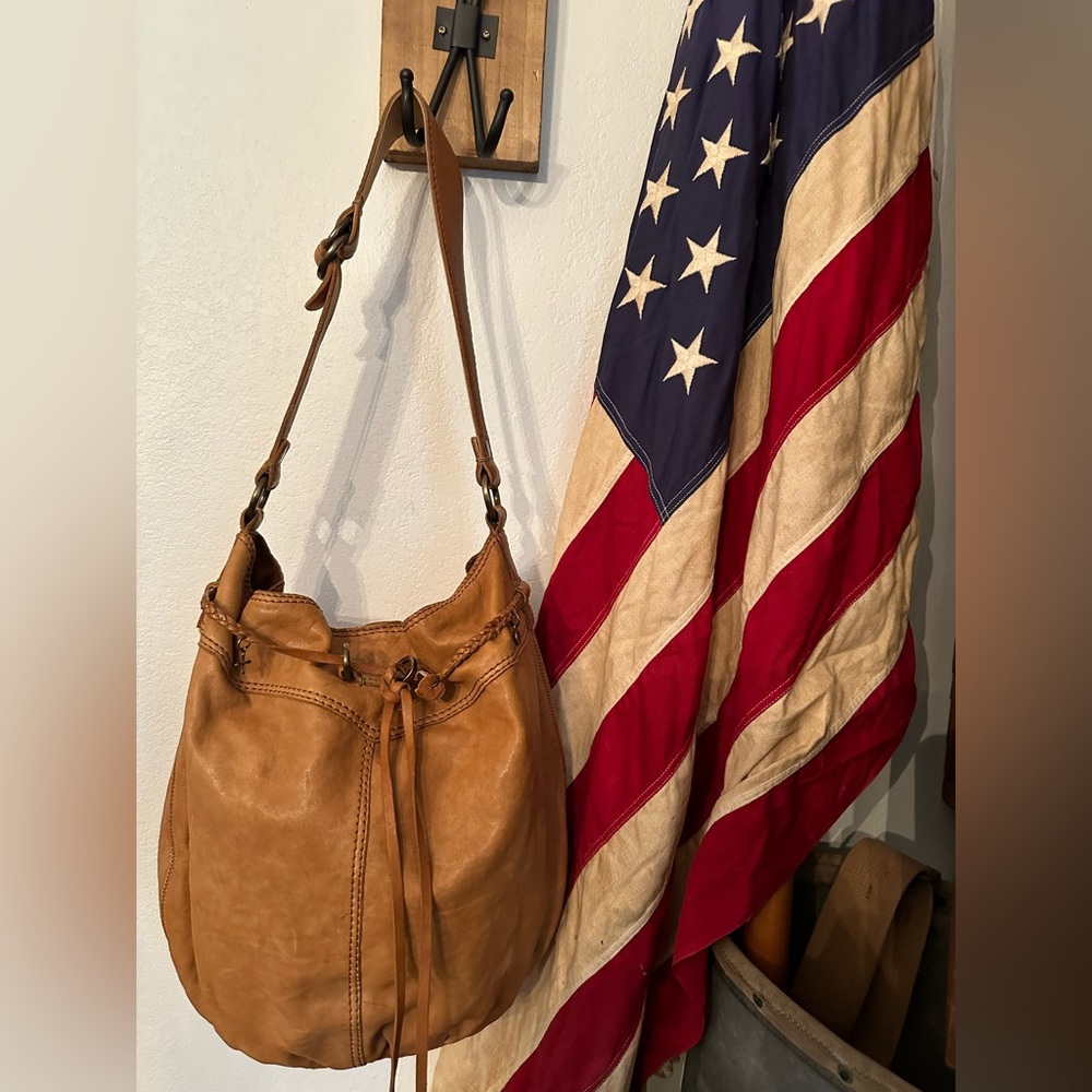 Italian Leather Lucky Brand Camel Hobo Style Purse